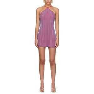 Anna Quan Ribbed Red And Blue Tanesha Mini Dress Size 6
